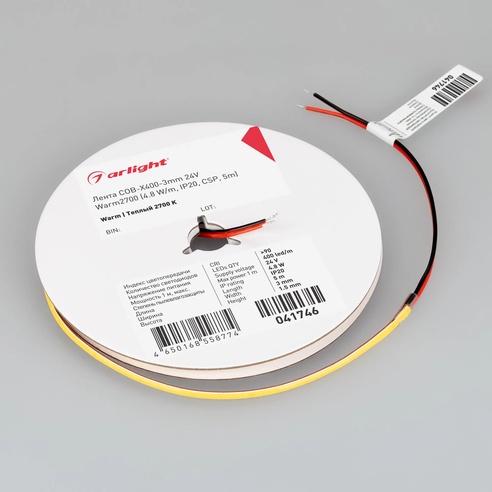 Лента светодиодная COB-X400-3mm 24V Warm2700 (4.8 W/m, IP20, CSP, 5m) (Arlight, -)