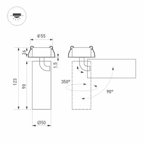 Светильник SP-GABI-BUILT-FLAP-R50-9W Warm3000 (WH, 60 deg, 230V) (Arlight, IP40 Металл, 5 лет)