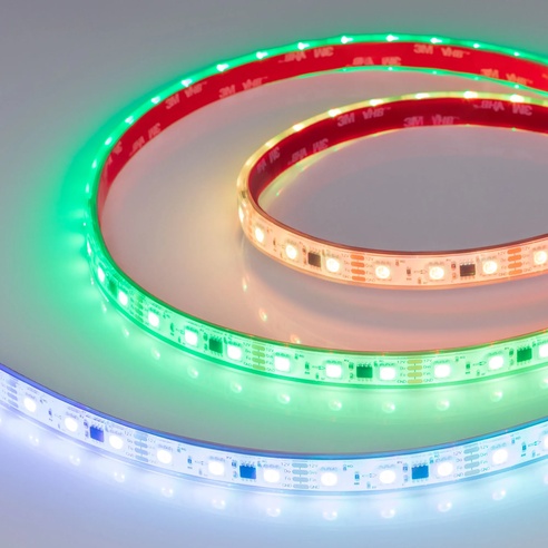 Лента светодиодная герметичная SPI-PS-B60-12mm 12V RGB-PX3-BPT (12 W/m, IP67, 5060, 5m) (Arlight, бегущий огонь)