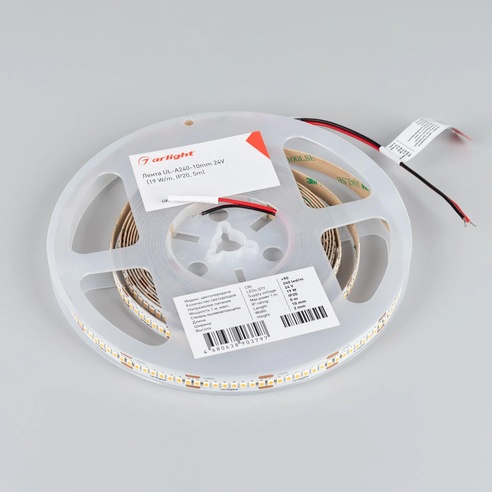 Лента UL-A240-10mm 24V Warm2700 (19 W/m, IP20, 5m) (Arlight, 7 лет)