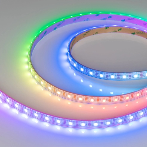 Лента светодиодная герметичная SPI-P-B60-12mm 5V RGB-PX1-BPT (12 W/m, IP66, 5060, 5m) (Arlight, бегущий огонь)