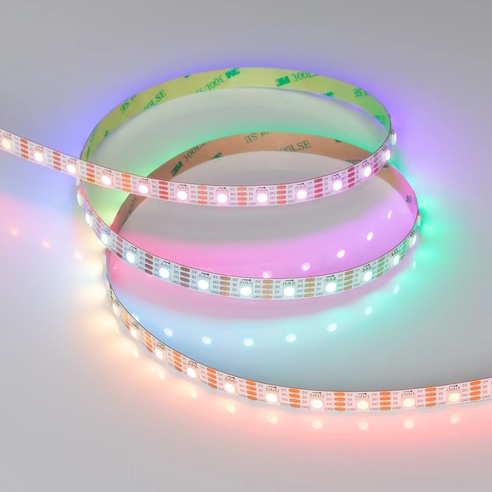 Лента светодиодная SPI-B60-10mm 5V RGB-PX1-BPT (12 W/m, IP20, 5060, 5m) (Arlight, бегущий огонь)