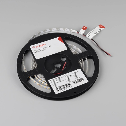 Лента UL-A120-8mm 24V Warm3000 (2 W/m, IP20, 5m) (Arlight, Открытый)