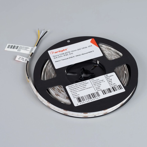 Лента светодиодная COB-X576-10mm 24V White-MIX (9.6 W/m, IP20, 5m) (Arlight, Изменяемая ЦТ)