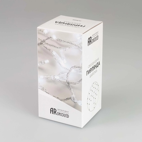 Светодиодная гирлянда ARD-EDGE-CLASSIC-2400x600-BLACK-88LED-MILK-FLASH White (230V, 6W) (Ardecoled, IP65)