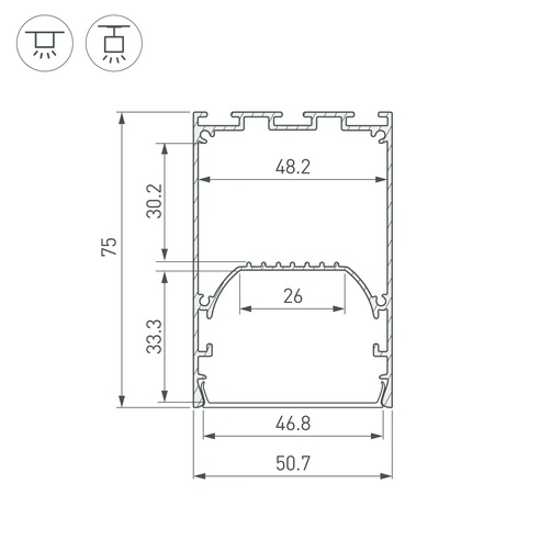 Профиль LINE-S-5075-2000 BLACK (Arlight, Алюминий)