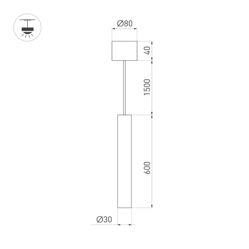 Светильник SP-PIPE-HANG-L600-R30-9W Warm3000 (GD, 24 deg, 230V) (Arlight, IP20 Металл, 3 года)
