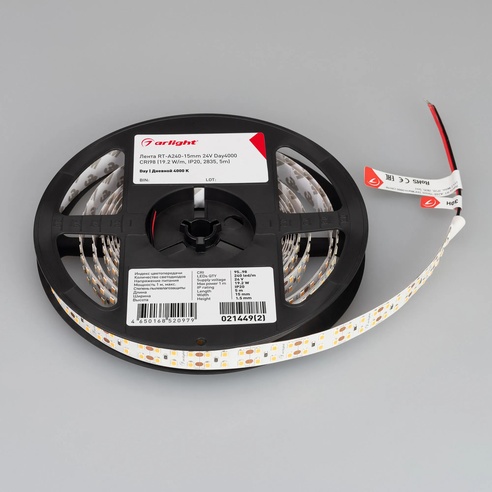 Лента светодиодная RT-A240-15mm 24V Day4000 CRI98 (19.2 W/m, IP20, 2835, 5m) (Arlight, 19.2 Вт/м, IP20)