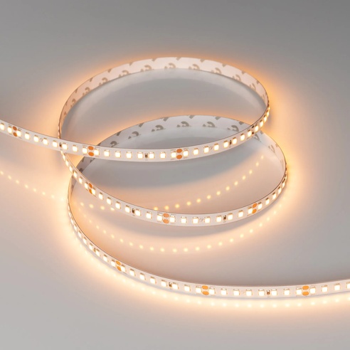 Лента светодиодная RT-A160-8mm 24V Warm2400 (12 W/m, IP20, 2835, 5m) (Arlight, высок.эфф.150 лм/Вт)