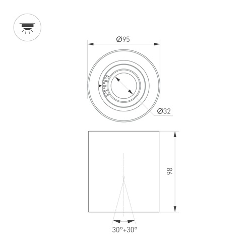 Светильник SP-ACENTO-R95-10W Warm3000 (BK, 20-45 deg, 230V) (Arlight, IP20 Металл, 5 лет)