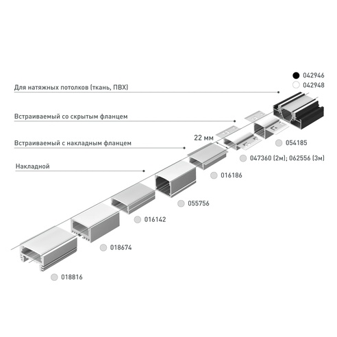 Профиль FANTOM-W20-H10-2000 ANOD (Arlight, Алюминий)