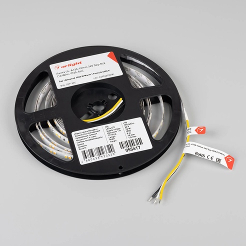 Лента UL-A120-10mm 24V Day-MIX (10 W/m, IP20, 5m) (Arlight, Изменяемая ЦТ)