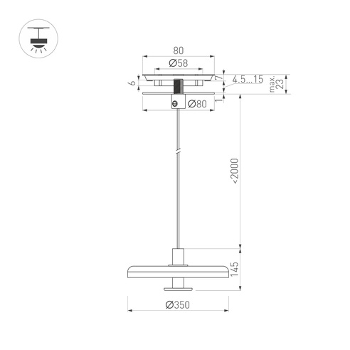 Светильник SP-KOTARO-R350-12W Warm3000 (BK-GR, 36 deg, 230V, TRIAC) (Arlight, IP20)