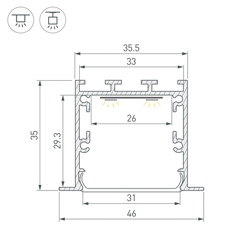 Профиль LINIA49-F-M-2500 WHITE (Arlight, Алюминий)