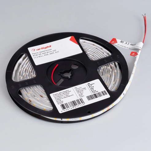 Лента светодиодная герметичная RTW-SE-A60-8mm 24V Day4000 (7.2 W/m, IP65, 2835, 5m) (Arlight, -)