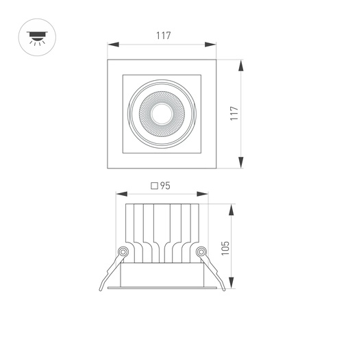 Светильник MS-VORTEX-BUILT-S117x117-20W Day4000 (WH-WH, 20 deg, 230V) (Arlight, IP20 Металл, 5 лет)