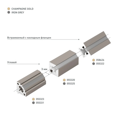 Профиль с экраном SL-KANT-H10-SQUARE-2000 IRON GREY (Arlight, Алюминий+пластик)