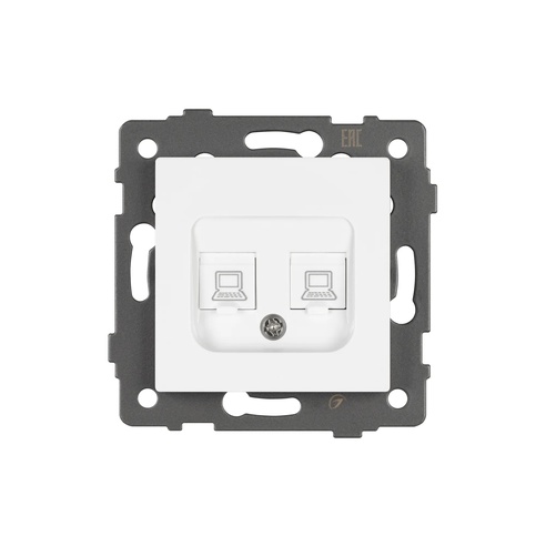 Механизм компьютерной розетки двойной SCT-MPC2-PL-WH-V (RJ-45, CAT6) (Arlight, -)