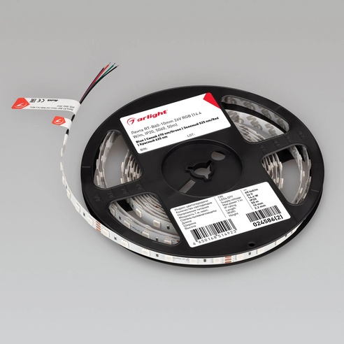 Лента светодиодная RT-B60-10mm 24V RGB (14.4 W/m, IP20, 5060, 50m) (Arlight, Открытый)