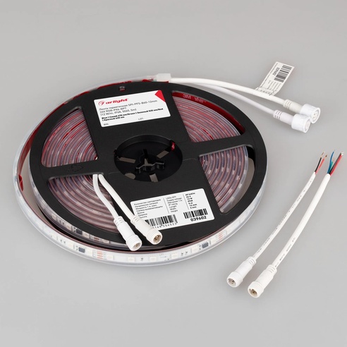 Лента светодиодная герметичная SPI-PFS-B60-12mm 24V RGB-PX6-BPT (12 W/m, IP68, 5060, 5m) (Arlight, бегущий огонь)