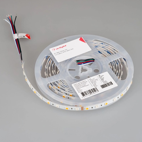 Лента RT-B60-10mm 24V RGBW-Day (14.4 W/m, IP20, 5m) (Arlight, Открытый)