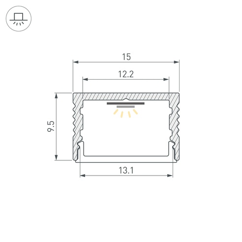 Профиль SL-SLIM15-H10-3000 ANOD (Arlight, Алюминий)