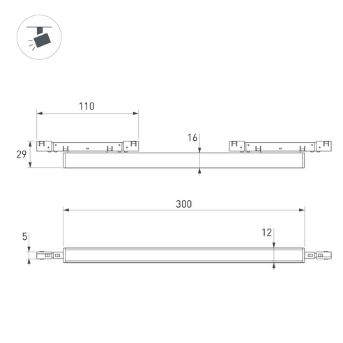 Светильник MAG-MICROCOSM-FLAT-L300-10W Warm3000 (WH, 100 deg, 24V) (Arlight, IP20 Металл, 5 лет)