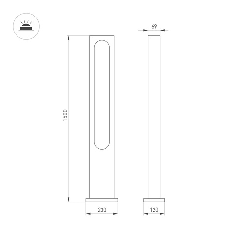 Светильник LGD-MUSE-BOLL-H1500-18W Warm3000 (DG, 328 deg, 230V) (Arlight, IP65 Металл, 3 года)