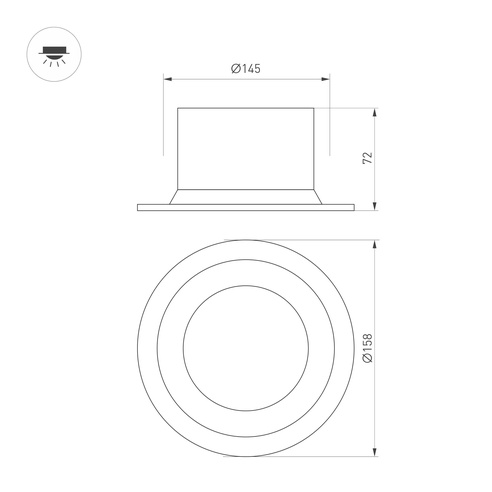 Светильник MS-DROP-BUILT-R158-30W Warm3000 (BK, 90 deg, 230V) (Arlight, IP54 Металл, 5 лет)