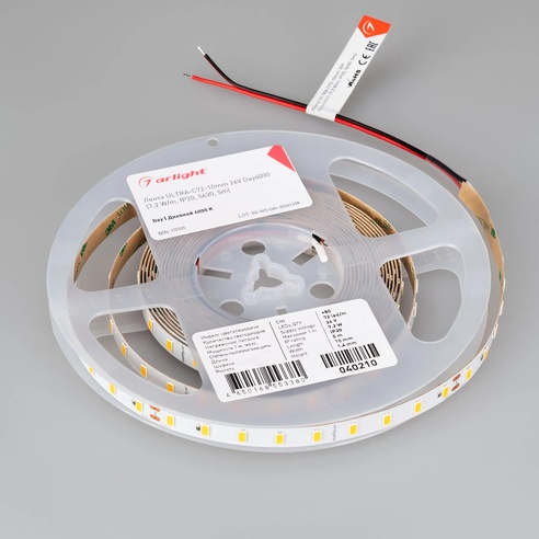 Лента светодиодная ULTRA-C72-10mm 24V Day4000 (7.2 W/m, IP20, 5630, 5m) (Arlight, высок.эфф.200 лм/Вт)
