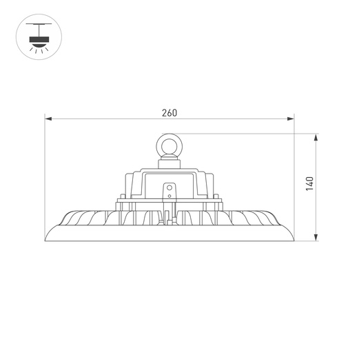 Светильник SP-ARIVA-MOTION-R260-100W White5000 (BK, 90 deg, 230V) (Arlight, IP65 Металл, 5 лет)
