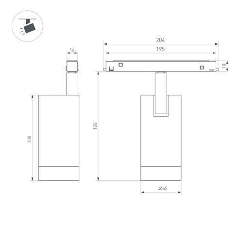 Светильник MAG-ORIENT-SPOT-R45-12W Day4000 (WH, 24 deg, 48V) (Arlight, IP20 Металл, 5 лет)