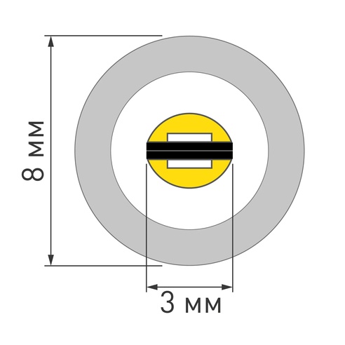 Лента герметичная LUNA-X960-D8mm 24V Warm3500 (8 W/m, IP65, 360deg, 5m) (Arlight, -)
