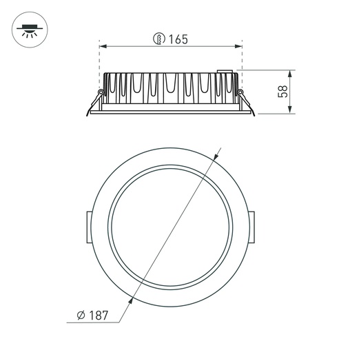 Светильник MS-MIST-BUILT-R187-21W Day4000 (WH, 110 deg, 230V) (Arlight, IP54 Металл, 5 лет)