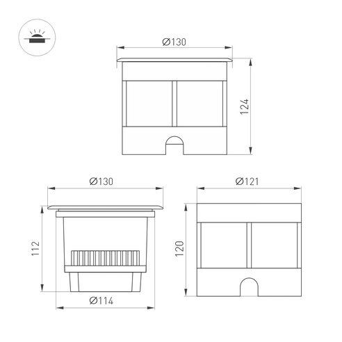 Светильник LTD-DAFNA-GROUND-R130-11W Warm3000 (SL, 20 deg, 230V) (Arlight, IP67 Металл, 5 лет)