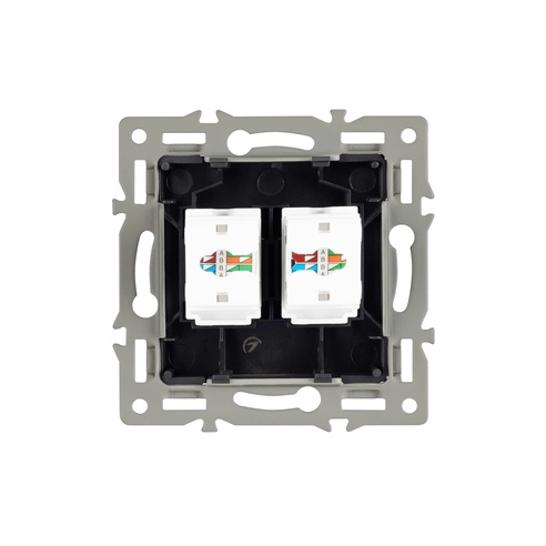 Механизм компьютерной розетки двойной SCT-MPC2-PL-BK (RJ-45, CAT6) (Arlight, -)
