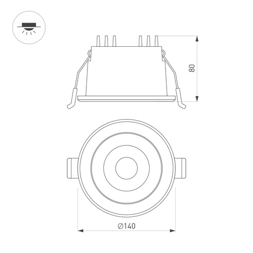 Светильник MS-ALORA-BUILT-R140-12W Day4000-MIX (BK, 40 deg, TRIAC) (Arlight, IP54 Пластик, 3 года)