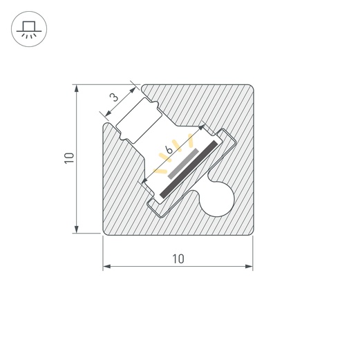 Профиль с экраном SL-KANT-H10-SQUARE-2000 IRON GREY (Arlight, Алюминий+пластик)