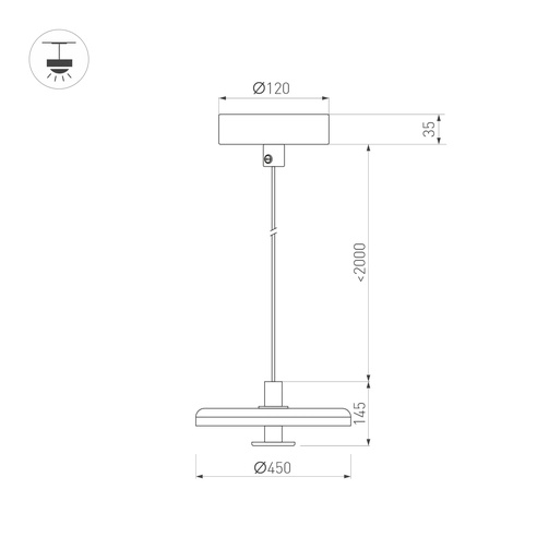 Светильник SP-KOTARO-R450-12W Warm2700 (BK-CF, 36 deg, 230V, TRIAC) (Arlight, IP20)