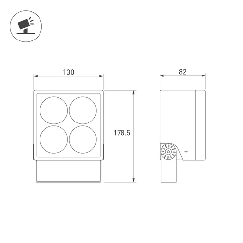 Светильник ALT-BLOCK-S130x130-15W Day4000 (GR, 36 deg, 230V) (Arlight, IP66 Металл, 3 года)