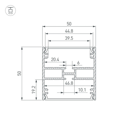 Профиль LINE-5050-DUAL-2000 ANOD (Arlight, Алюминий)