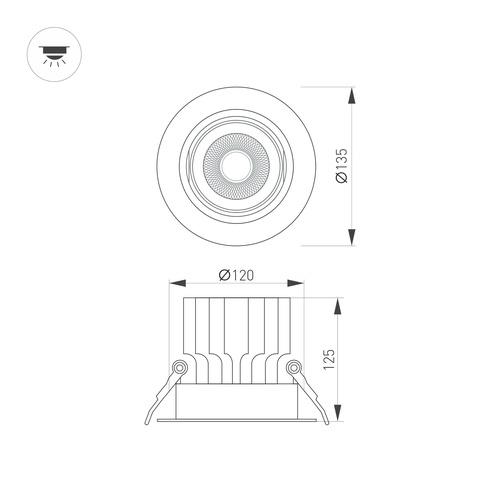Светильник MS-VORTEX-BUILT-R135-30W Day4000 (WH-WH, 30 deg, 230V) (Arlight, IP20 Металл, 5 лет)