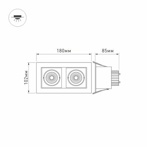 Светильник CL-KARDAN-S180x102-2x9W Day (WH, 38 deg) (Arlight, IP20 Металл, 3 года)