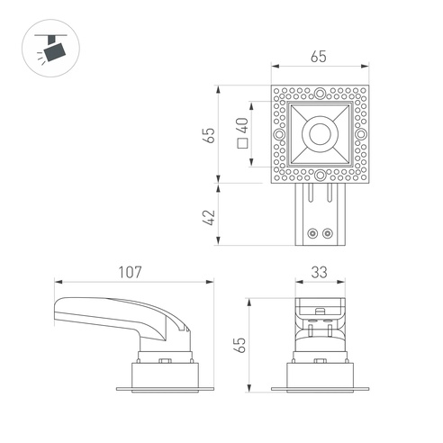 Светильник MS-RIALTO-TRIMLESS-S40x40-9W Warm3000 (BK, 36deg, 230V) (Arlight, IP20 Металл, 5 лет)