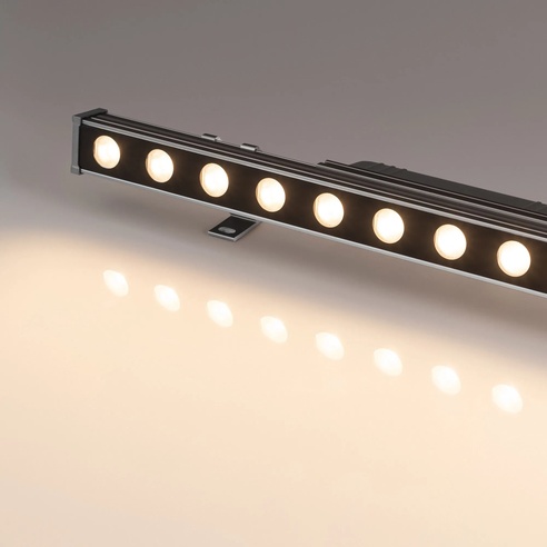 Линейный прожектор AR-LINE-500-12W Warm3000 (GR, 15x60 deg, 230V) (Arlight, IP65 Металл, 3 года)