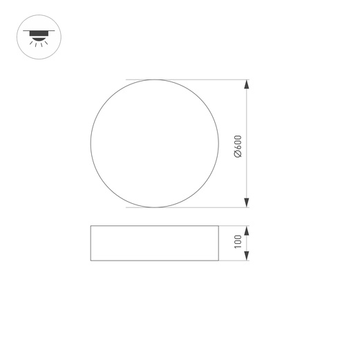 Светильник SP-TOR-PILL-PRISM-R600-50W Day4000 (BK, 100 deg, 230V) (Arlight, IP20 Металл, 3 года)