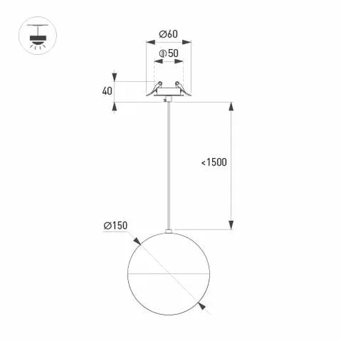 Светильник SP-EMISFERO-HANG-BUILT-R150-11W Warm3000 (WH, 170 deg, 230V) (Arlight, IP20 Металл, 3 года)