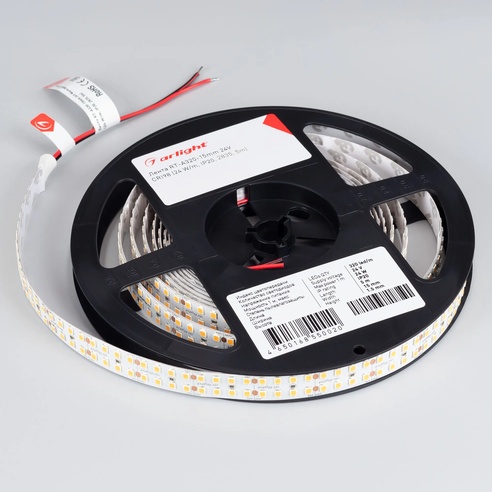 Лента светодиодная RT-A320-15mm 24V Day5000 (24 W/m, IP20, 2835, 5m) (Arlight, высок.эфф.150 лм/Вт)