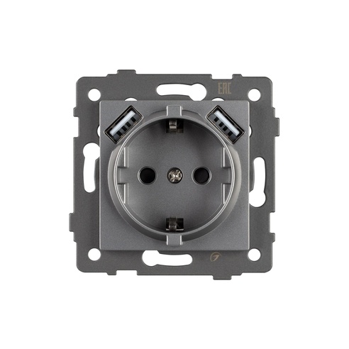 Механизм розетки с USB зарядкой SCT-MUAA-PL-GR-V (250V, 16A) (Arlight, -)