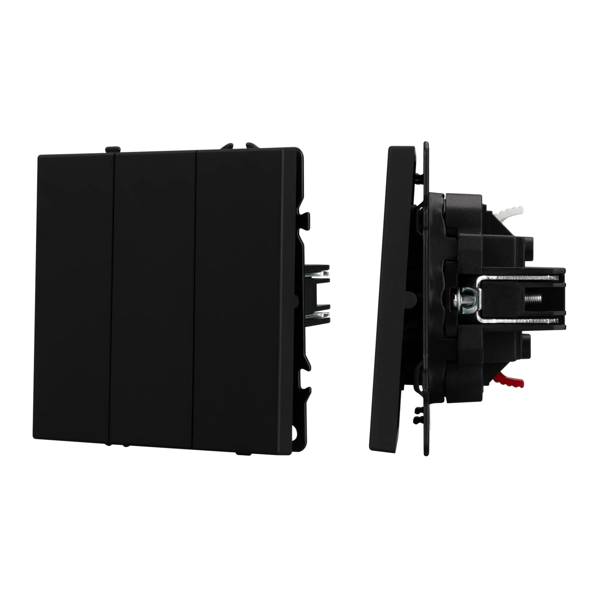 Механизм выключателя трехклавишный непроходной SWT-NOBE-MK03-SFPL-BK (230V, 10A) (Arlight, Черный оникс) - изображение товара